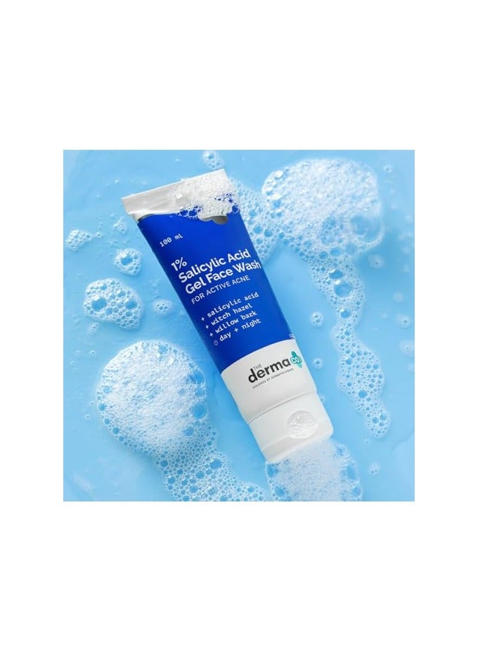The Derma Co Anti Acne Kit | Skincare Routine Kit | 1% Salicylic Acid Gel Face Wash + 2% Salicylic Acid Serum + 1% Hyaluronic Sunscreen Aqua Gel |Spectrum Protection, Spf 50 Pa++++ For Men And Women - image 2