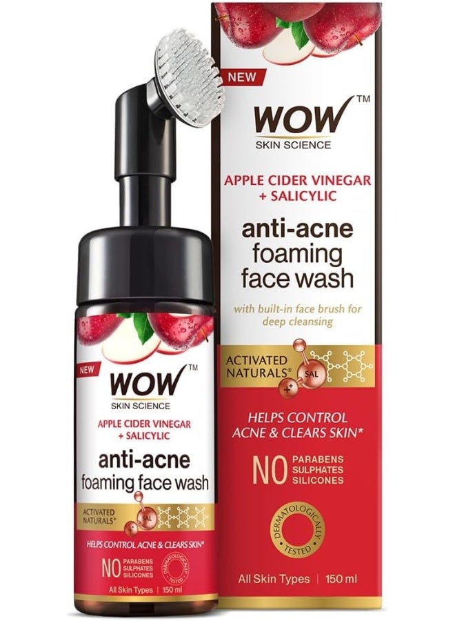 WOW Skin Science Apple Cider Vinegar Foaming Face wash with brush 150ml