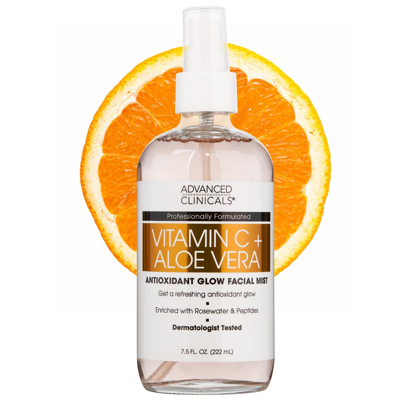 Advanced Clinicals Vitamin C Face Toner + Ferulic Acid & Rosewater, Antioxidant Facial Mist Spray for Face, Skin Refreshing, Hydrating, & Non-Greasy Instant Hydration Facial Spray, 7.5 Fl Oz
