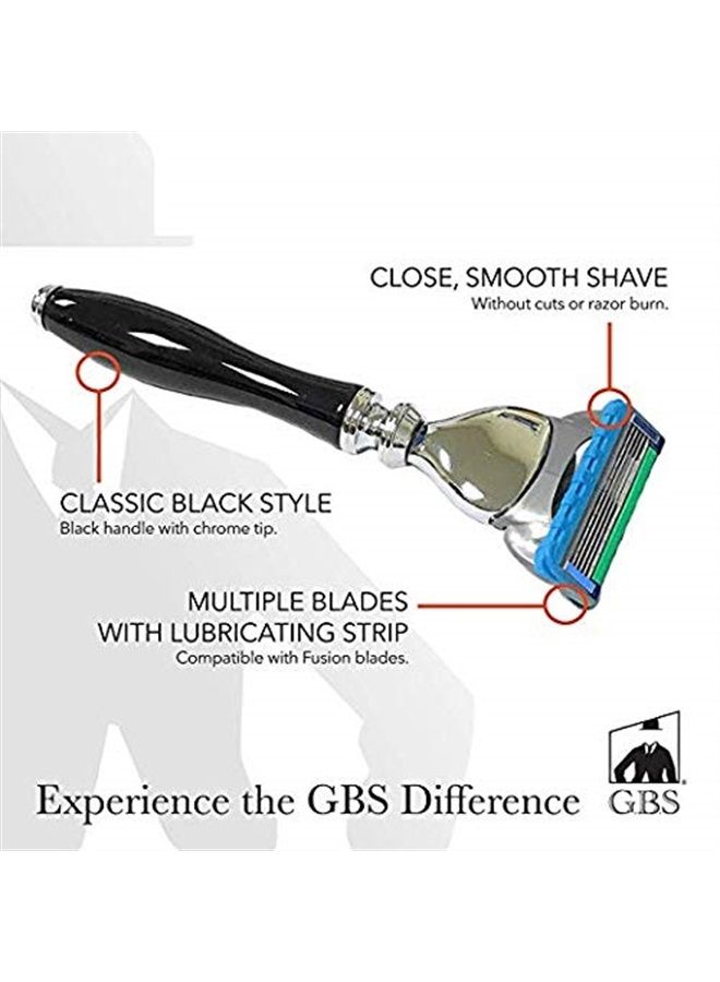 Men's Shaving Razor, Sleek Style Handle Compatible With 5 Blade Razor Blades, Black