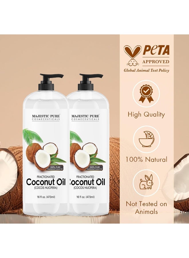 Majestic Pure Fractionated Coconut Oil Pack of 2 | 473ml Each | Pure Liquid Coconut Oil | Carrier & Massage Oil | Dilutes Essential Oils | For Skin, Hair, Lip & Body Care - image 2