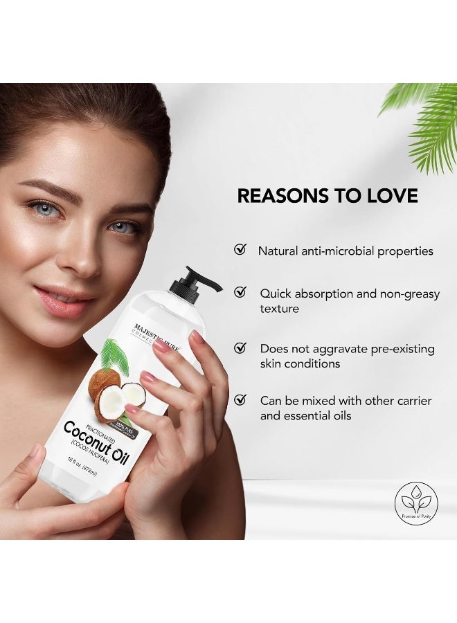 Majestic Pure Fractionated Coconut Oil Pack of 2 | 473ml Each | Pure Liquid Coconut Oil | Carrier & Massage Oil | Dilutes Essential Oils | For Skin, Hair, Lip & Body Care - image 3