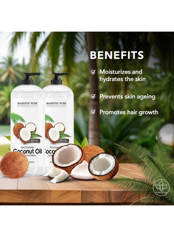 Majestic Pure Fractionated Coconut Oil Pack of 2 | 473ml Each | Pure Liquid Coconut Oil | Carrier & Massage Oil | Dilutes Essential Oils | For Skin, Hair, Lip & Body Care - image 4