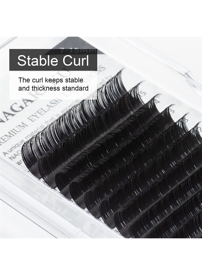 Eyelash Extensions Individual Lashes 0.10mm C curl 7-15mm Mix Tray Classic Matte Black Soft Natural Faux Mink 16 rows