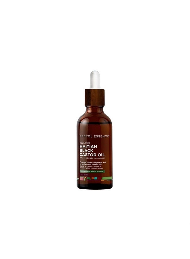 Haitian Black Castor Oil for Skin and Hair - Rosemary Mint - By Kreyol Essence - 2 oz.