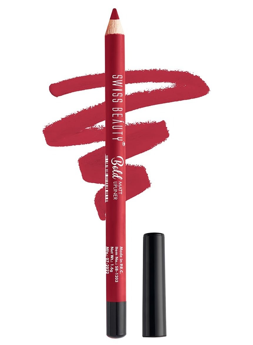 Swiss Beauty Bold Matt Lip Liner | Long-lasting | Matte Finish | Non-drying | Royal Red Shade-01, 1.6gm