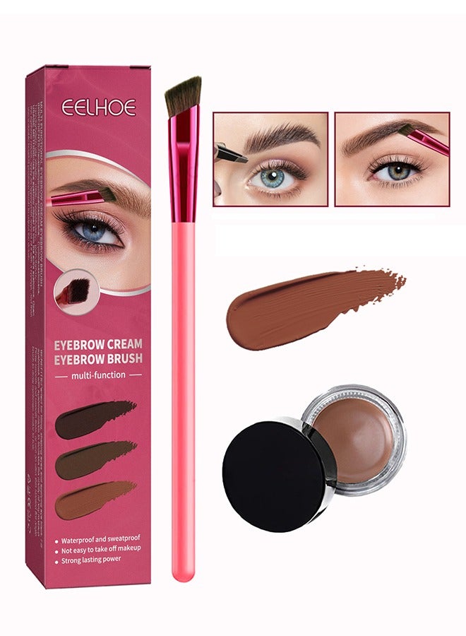 Eyebrown Cream Eyebrow Brush,Multi Functional Eyebrow Cream Eyebrow Brush Set,Waterproof Sweat Resistant,Natural Persistence,Reaching The Contour Effect Of Oblique Wild Eyebrow Eye Shadow,Suitable For Use In Makeup(#Light Brown)