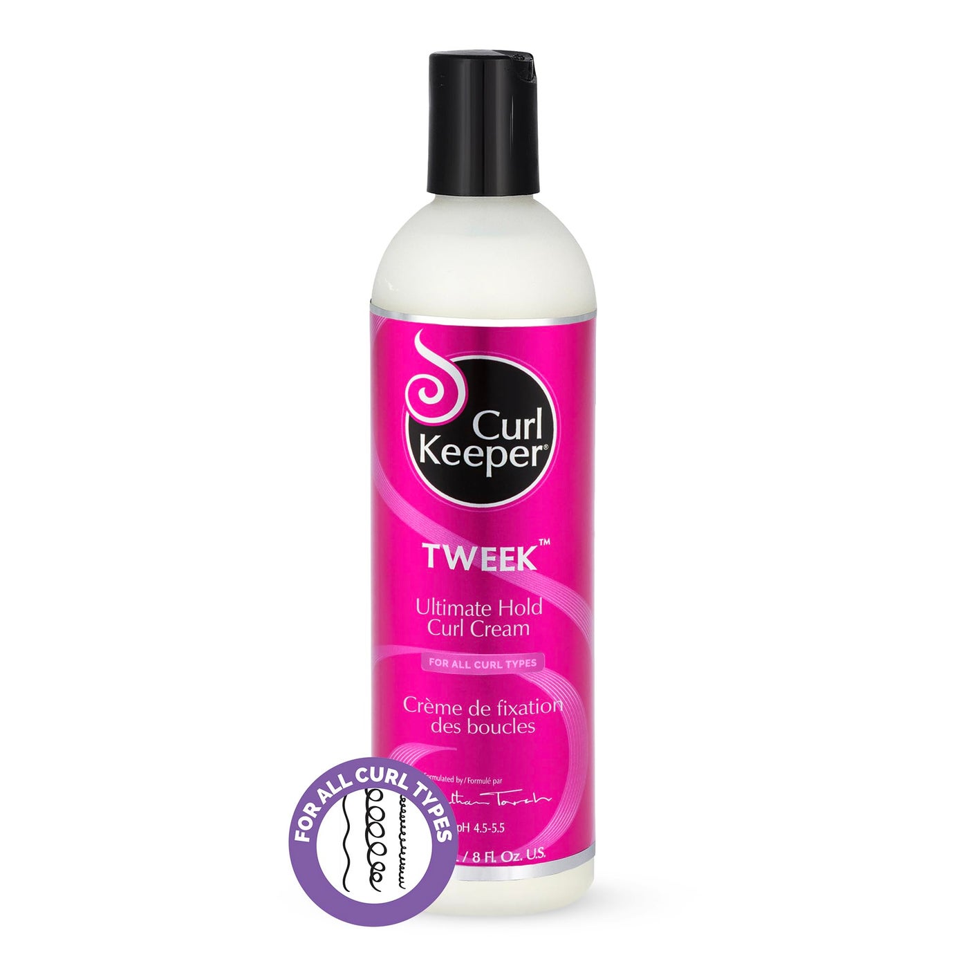 Curl Keeper Ultimate Hold Curl Cream for Curly and Wavy Hair Types - Hairspray in a Styling Cream Form for Women & Men (8 Fl Oz), Tweek