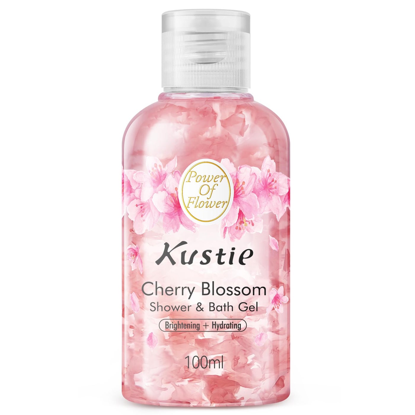 Kustie Cherry Blossom Travel Size Body Wash with Sakura Extract & Niacinamide - Hydrates & Softens Skin with Hyaluronic Acid - Antioxidant-Rich, Free From Parabens, Sulfates & Phthalates, 3.38 Fl Oz