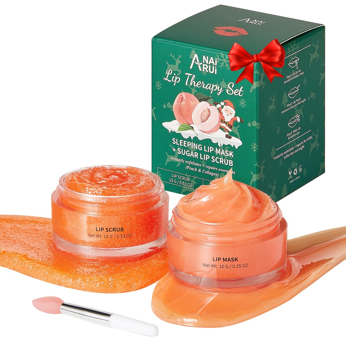 ANAI RUI Stocking Stuffers For Teen Girls, Lip Scrubber Exfoliator & Lip Balm Hydrating, Lip Exfoliator Scrub and Moisturizer Stocking Stuffers For Women, Lip Sleeping Mask for Dry Dark Lips