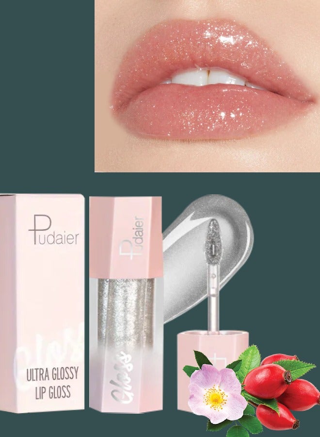 Ultra Glossy Lip Gloss Diamond Matte Lip Oil Gloss Glitter Metallic Liquid Lipstick Glitter Shimmer Lip Glaze |Shimmery Finish High Pigment Long Lasting Lip Gloss Tint Makeup 06