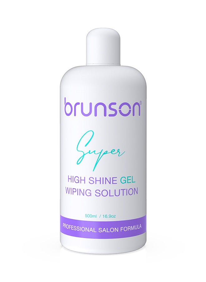 Gel Nail Polish High Shine wiping solution removes tacky residue from gel polish, sculpting gel, poly gel, acrylic gel after application to leave a Manicure Pedicure  super gloss shine finish 500ml