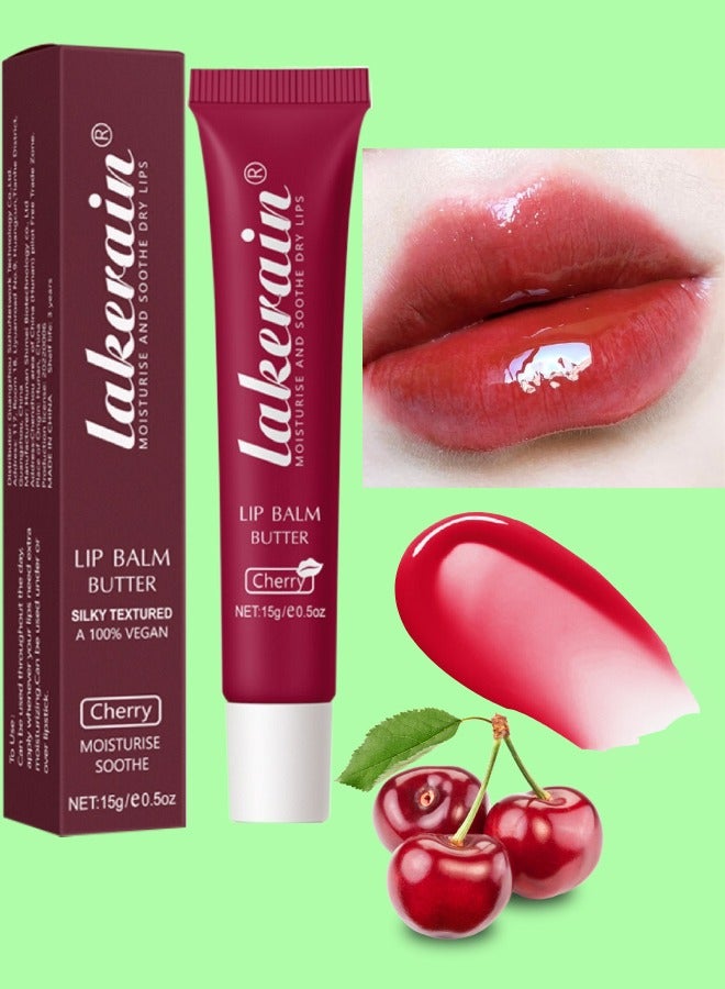 Lip Butter Balm Moisture Hydration Lip Butter Gloss Sheer Tinted Lip Mask and Lip Balm Long Lasting Hydration and Moisturization Soothing Lip Treatment Care Makeup Shine Lip Glow Oil 05 Cherry