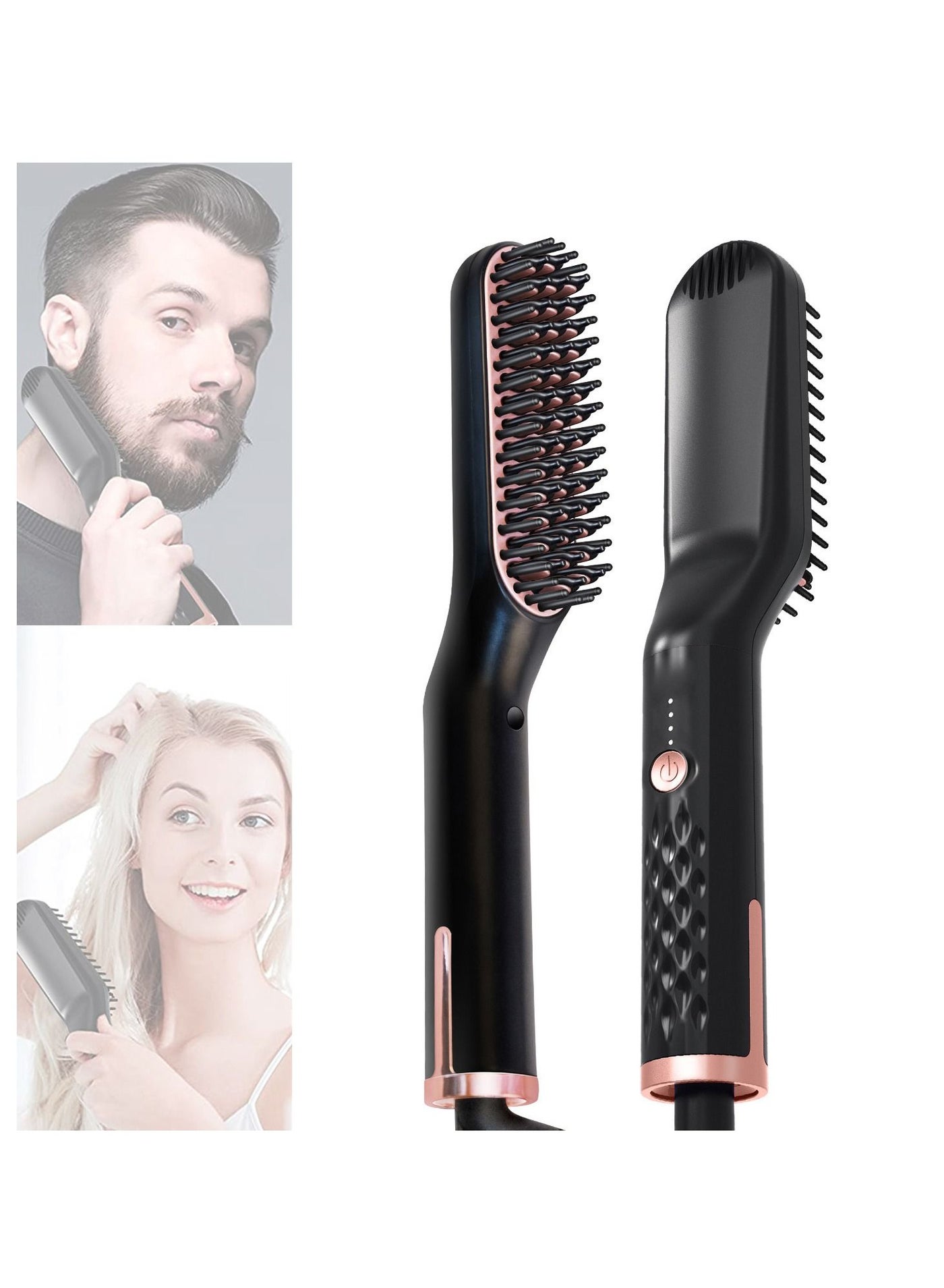 Hair Straightener Brush Ionic Beard 30s Fast Heating Straightening for Women and Men Portable Electric Mens Comb Auto-Off Heated