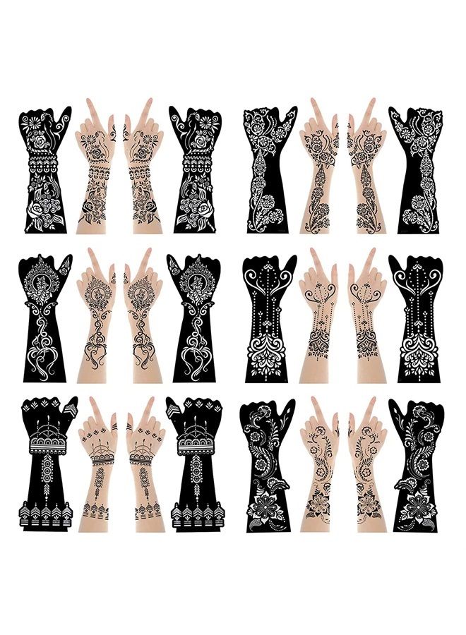 20 Sheets Large Henna Tattoo Stencils for Girls Woman Body Paint Indian Arabian Temporary Tattoo Arm Hand Templates Tattoo Stickers Kit