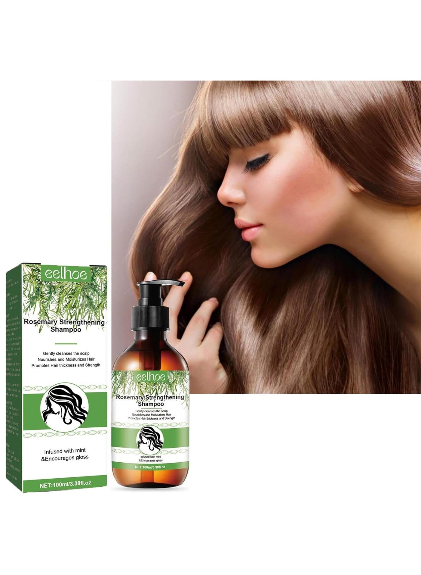 100 ml Rosemary Shampoo for Hair Growth, Rosemary Mint Shampoo, Vegan Shampoo Against Hair Loss, Helps Improve Hair Growth, Nourishes the Scalp, Stimulates Hair Growth