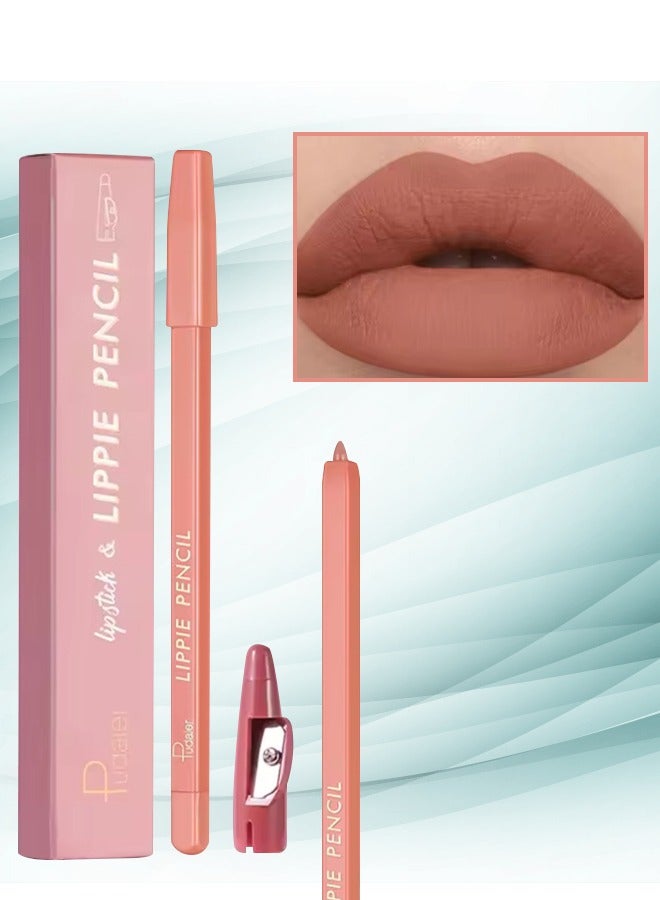 Lippie Pencil Lipstick with Sharpener Easy to Use Lip Makeup Soft Lipliner Pencil Lip Liner Pencil Matte Waterproof Long Lasting Lipstick Lip Contour Makeup Lip Set Full Color 05