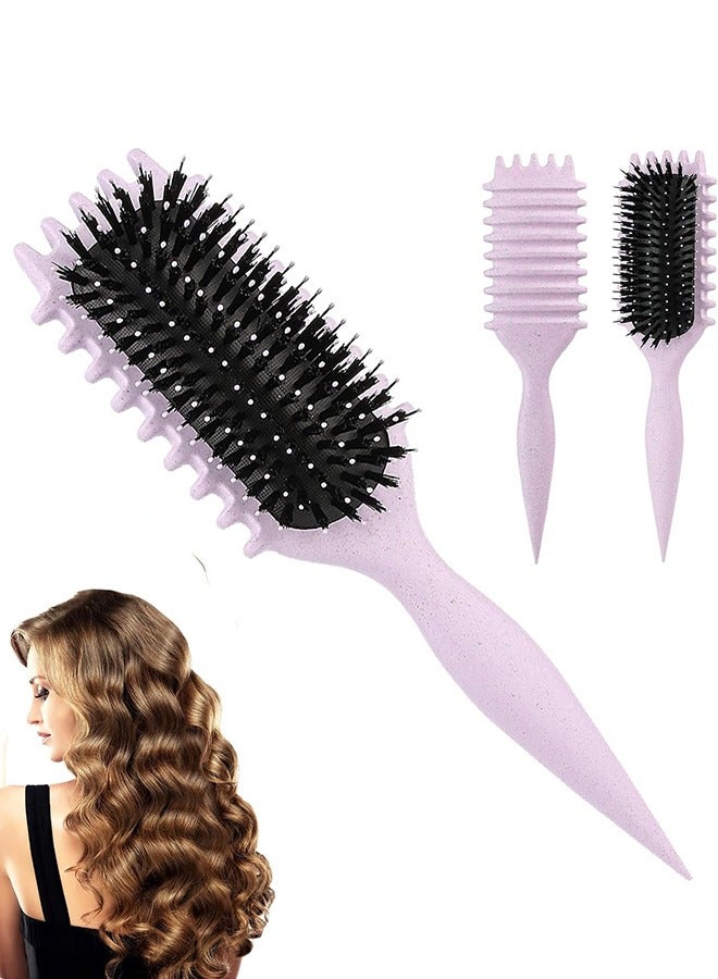 Flurry Curl Defining Hair Brush, Elastic Hair Styling Comb For Bounce & Volume, Durable Plastic Bristles & Abs Handle Purple