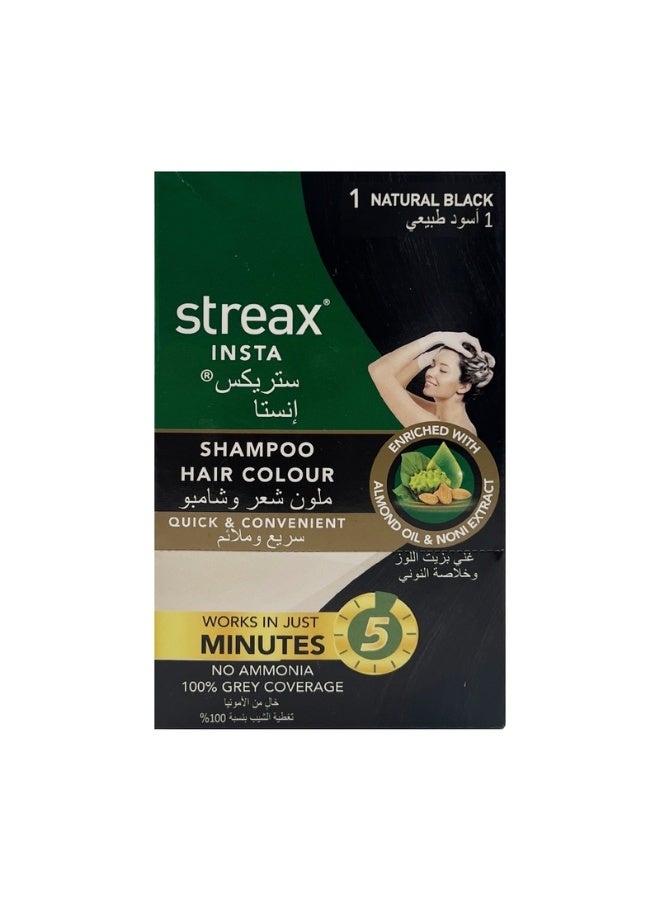 Insta Shampoo Hair Colour - 01 Natural Black Pack of 5