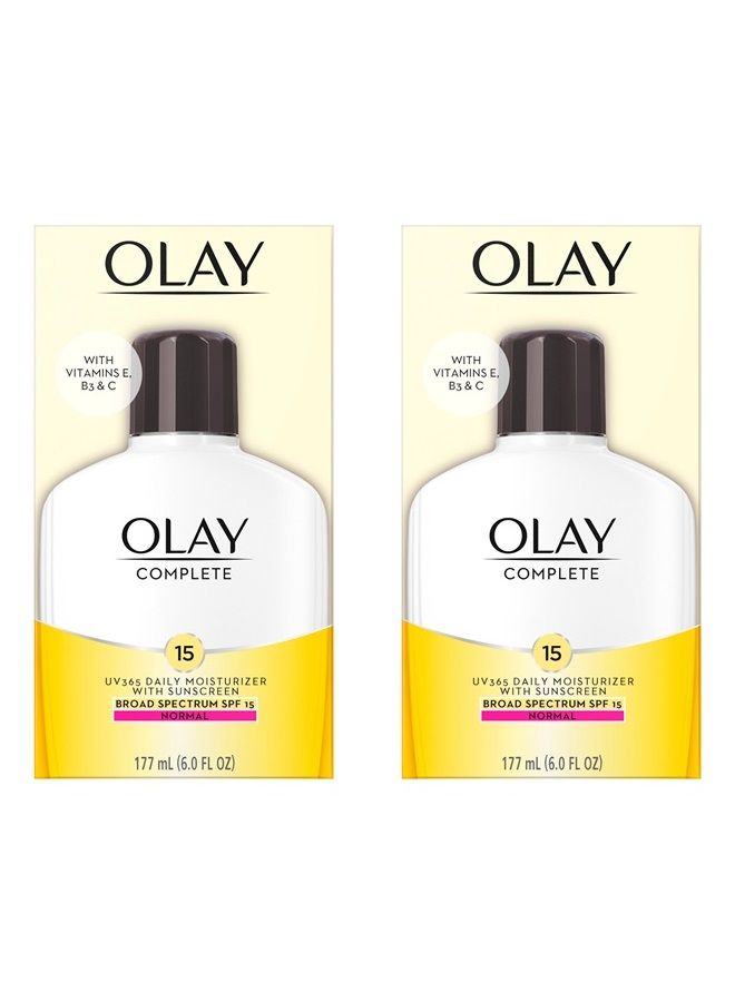 Face Moisturizer by Olay Complete Lotion All Day Daily Facial Moisturizing Lotion SPF 15 for Normal Skin and Hydration, Oil-Free Non-Greasy, 6 Fl Oz (Pack of 2)