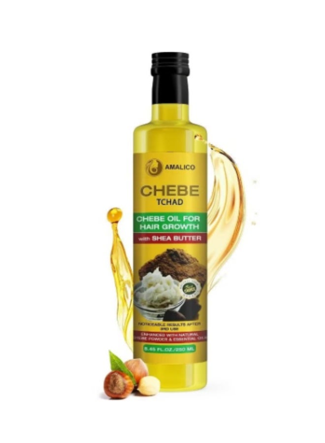 Chebe Oil for Hair Growth with SHEA BUTTER - Ready-to-Use Authentic African Chebe Powder for Hair Growth, Shea Butter, Palm Oil, Almond Oil, Olive Oil, Ostrich Oil 250 ML
