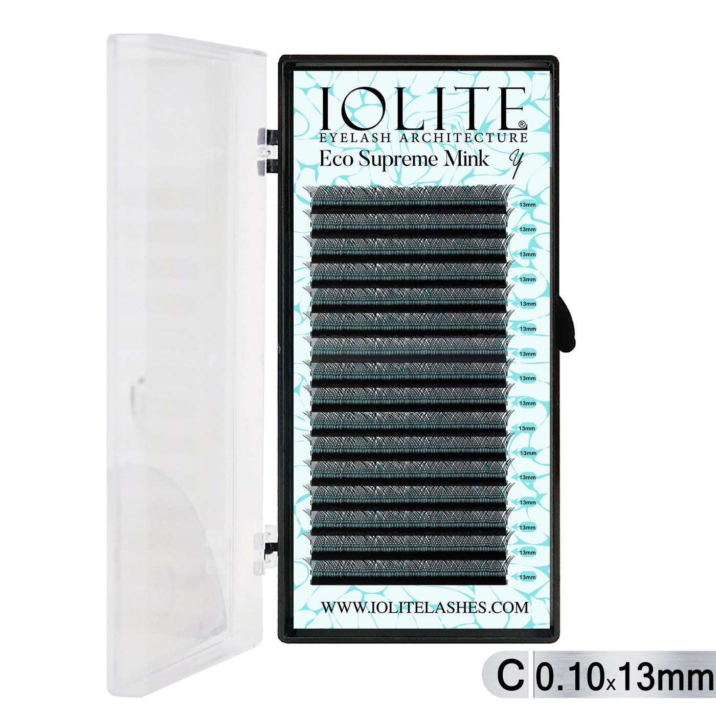 Iolite Eco Supreme Mink (Y) C curl - 0.10T Mix & 8mm to 15mm Individual Lash Extension Tray – Natural-Looking Volume False Lashes | Easy Fan Y lashes, Professional Eyelash Extensions for Lash Artists ISMYC10T - 13MM