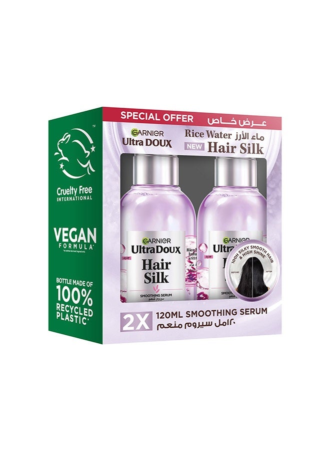 Ultra Doux Rice Water Silk Drops Smoothing Serum for Long, Dull hair - Twin pack