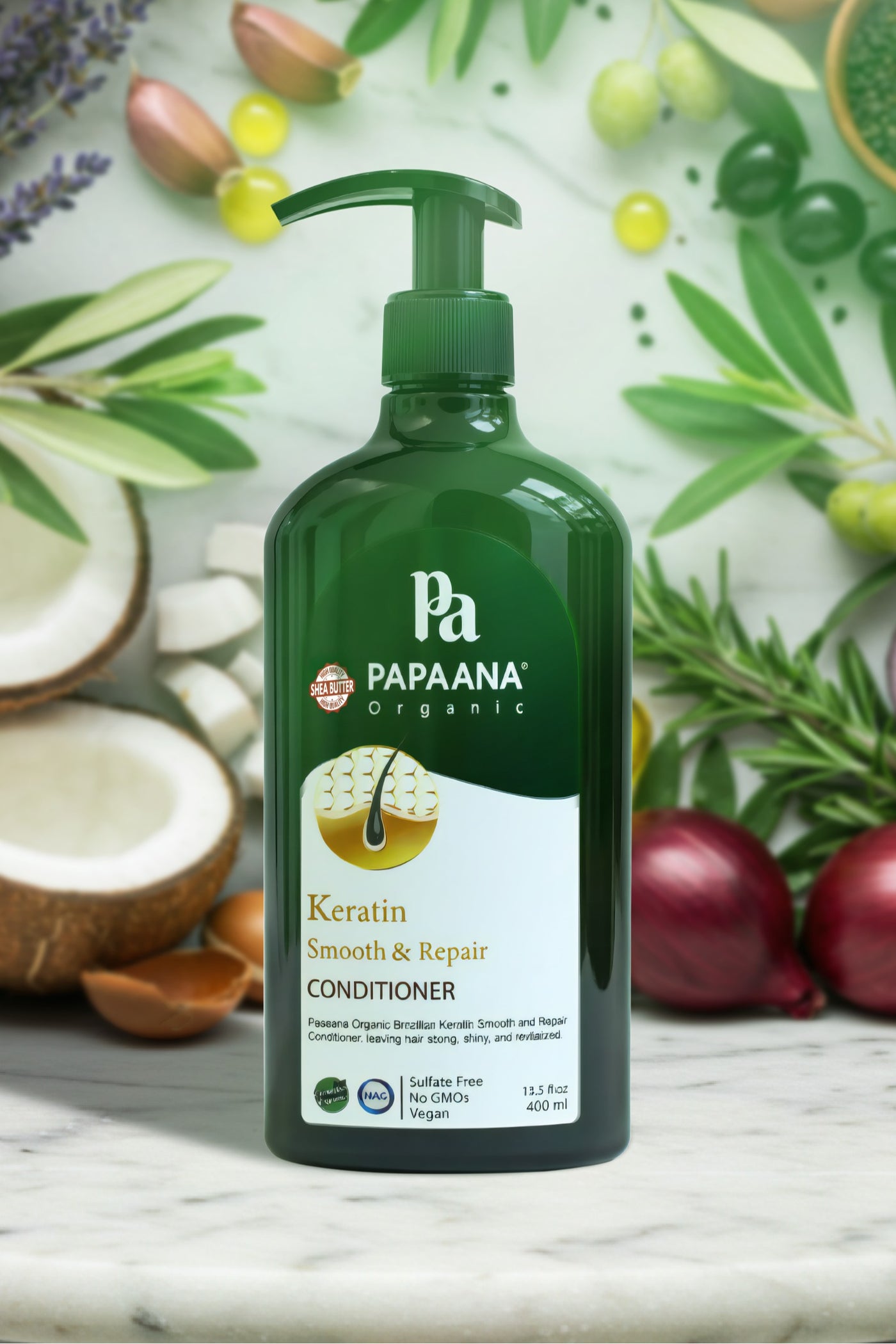 Keratin Smooth & Repair Conditioner with Shea Butter – 400ml, Repair & Strengthen for Silky, Frizz-Free Hair