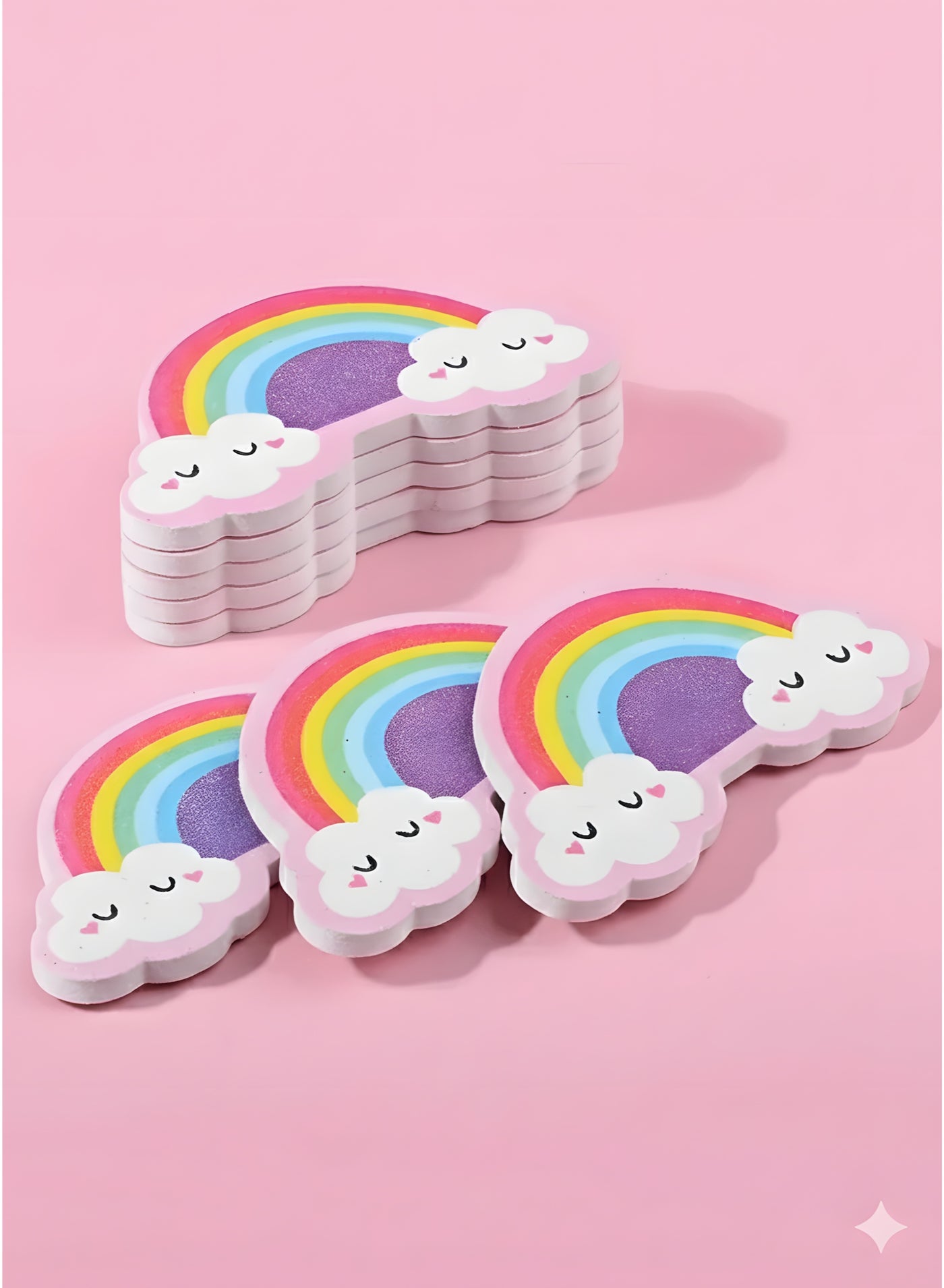 2Pcs Mini Rainbow and Cloud Nail File - Cute Portable Sanding and Shaping Buffer for Nails