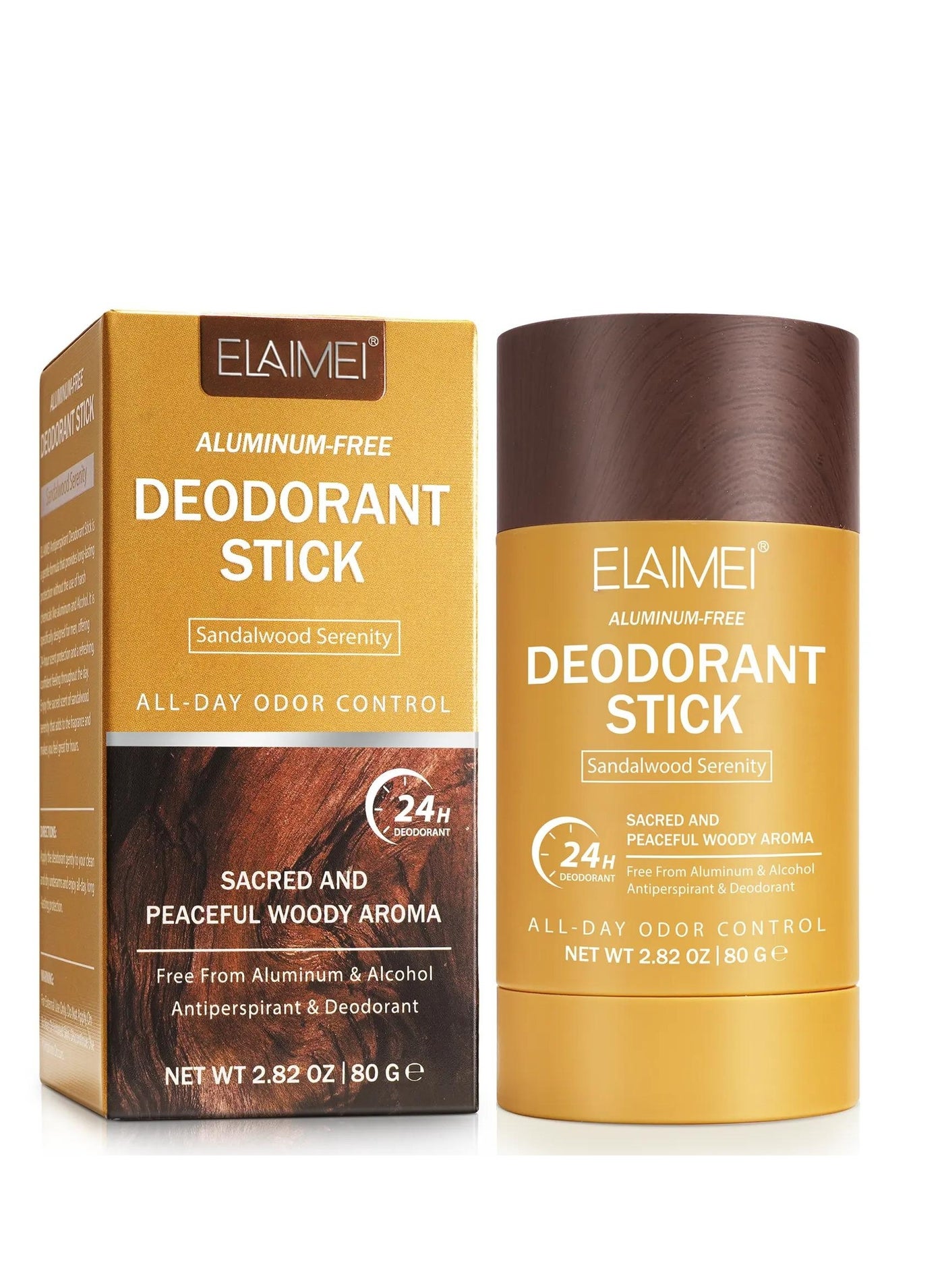 80g Body Deodorant Stick for 24H Odour Control Moisturizing Hydrating Reduce Sweat and Keep Fresh Aluminum Antiperspirant and Deodorant Stick Cream Sandalwood