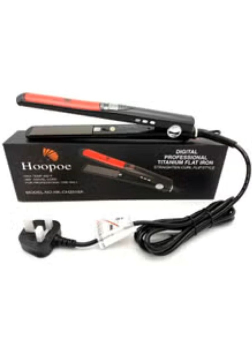 Hoopoe Digital Titanium Flat iron Black and red