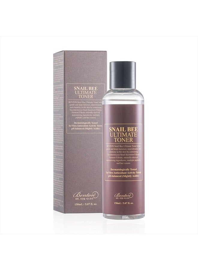 Snail Bee Ultimate Toner - Anti Aging Toner with Snail Secretion Filtrate - Hydrating & Nourishing Booster to Improve Elasticity and Minimize Wrinkles - Fragrance-Free, 5.07 fl.oz.