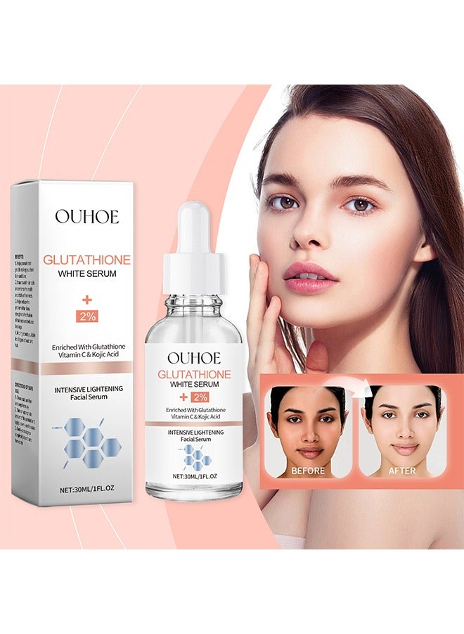 Glutathione White Serum, Intensive Lightening Facial Serum Whitening The Skin Diminish Sunburn And Dark Spots 30ML