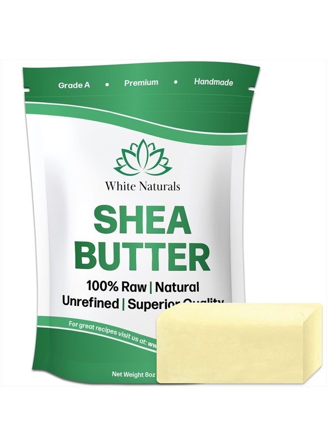 Shea Butter 8 oz Pure, Raw, Unrefined, African, Grade A, Ivory, Perfect Skin Moisturizer, DIY Lip Balms, Stretch Marks, Eczema, Acne, Recover Sun Damage, Whipped Body Butter