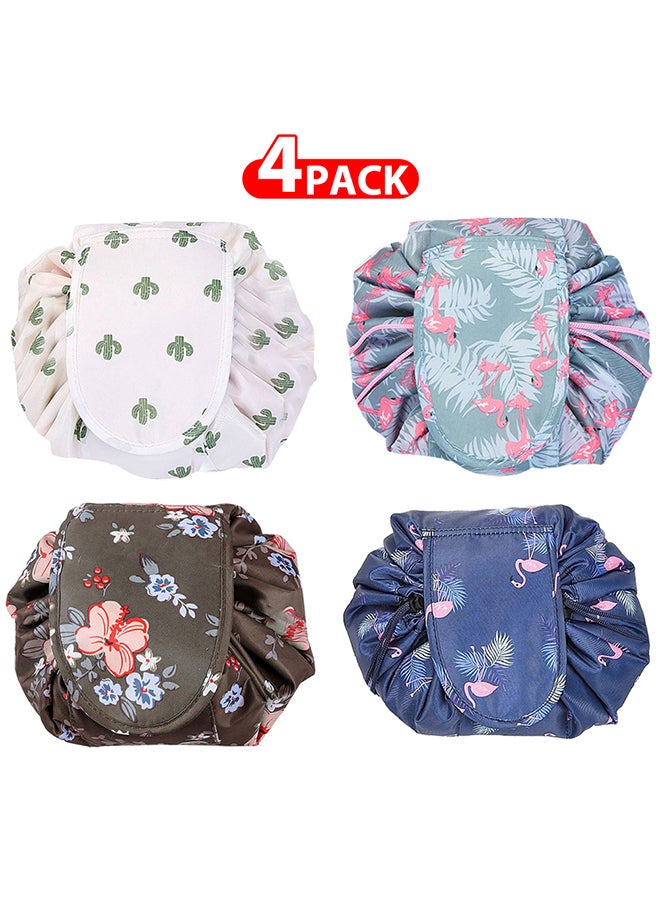 4 Pack Drawstring Lazy Cosmetic Travel Bag Women Makeup Bag for Travel and Household to Storing Cosmetics