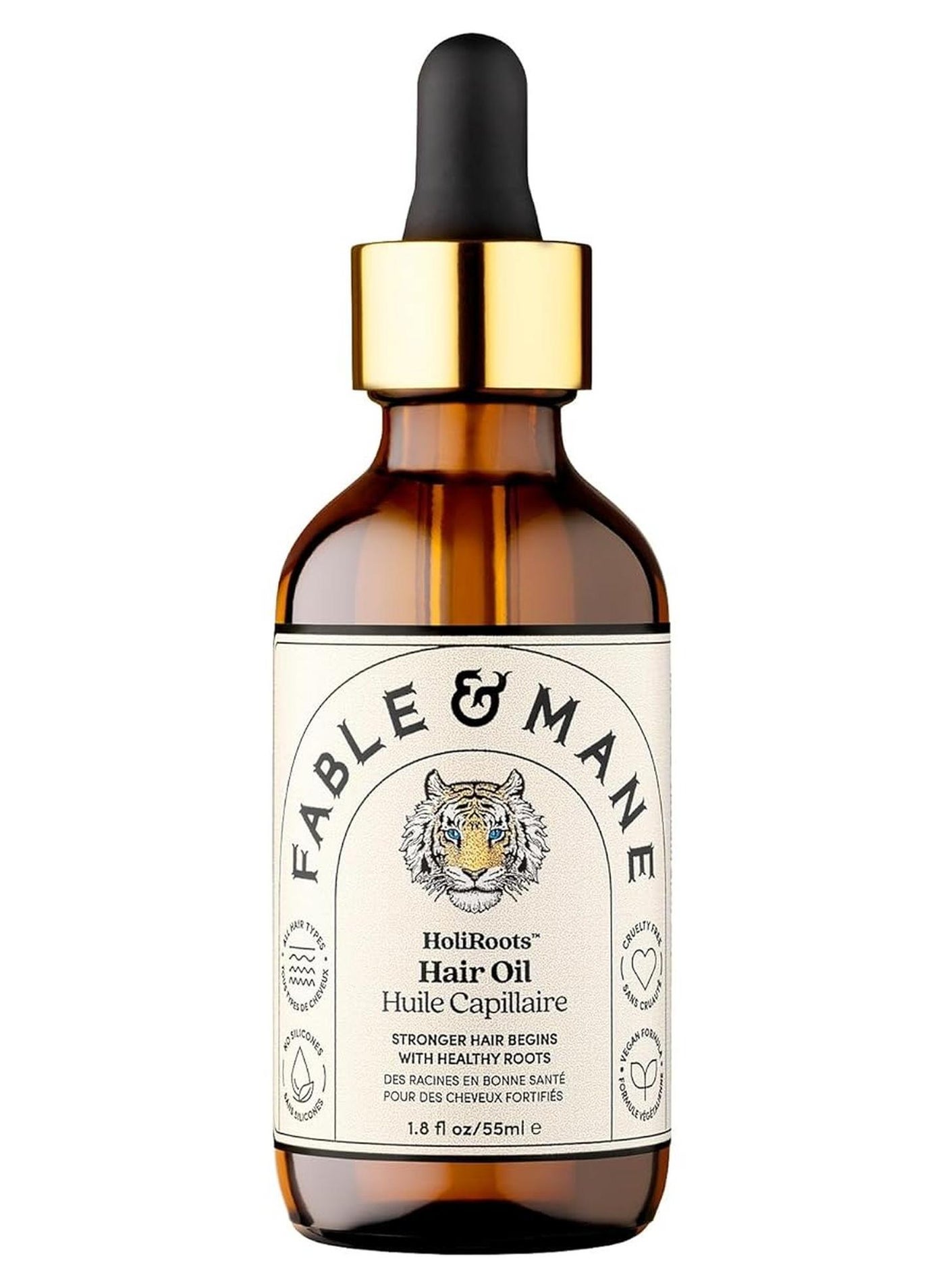 Fable and Mane HoliRoots Hair Oil - Strengthening Serum 1.8FL oz | with Ashwagandha | for Damaged, Frizzy Hair | Castor Oil & Scalp Treatment
