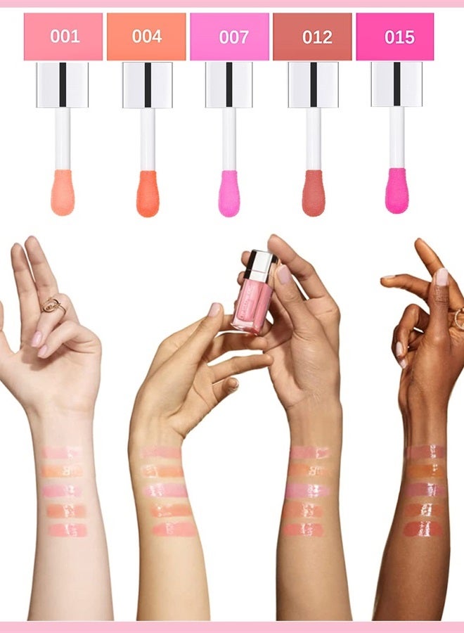 Hydrating Plumping Lip Glow Oil, Tinted Lip Gloss Lip Balm, Transparent Toot Lip Oil, Long Lasting Moisturizing Clear Glow Oil, Lip Oil Tinted for Lip Care and Dry Lips, Makeup Gift for Women( (#007 R