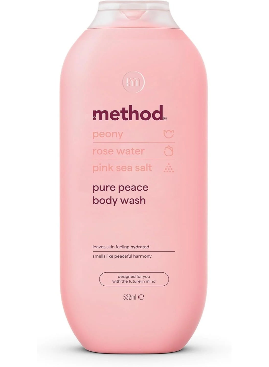 Pure Peace Body Wash Shower Gel With Peony + Rose Water & Pink Sea Salt Scent 532ML