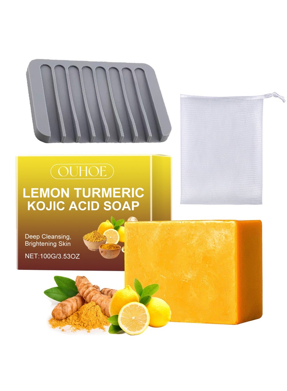 Lemon  Turmeric Acid Soap-Vitamin C Turmeric Acid Soap for Dark Spot and Acne Mark-Improve Skin Texture,Fade Acne Mark , Reduce Dark Spot for Face and Body