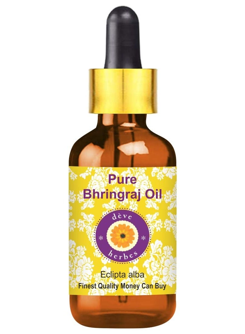 Deve Herbes Bhringraj Oil (Eclipta alba) with Glass Dropper | Infused | Pure | Non-Sticky | Lightweight | For Scalp Application | Traditional Ayurvedic | Men & Women | 50ml