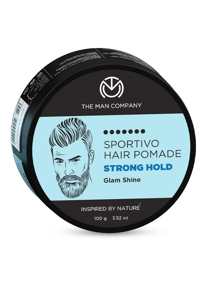 The Man Company Sportivo Stronghold Hair Styling Pomade Wax for Men Stylish Glossy Finish Hair Volumizer Non Sticky - 100gm