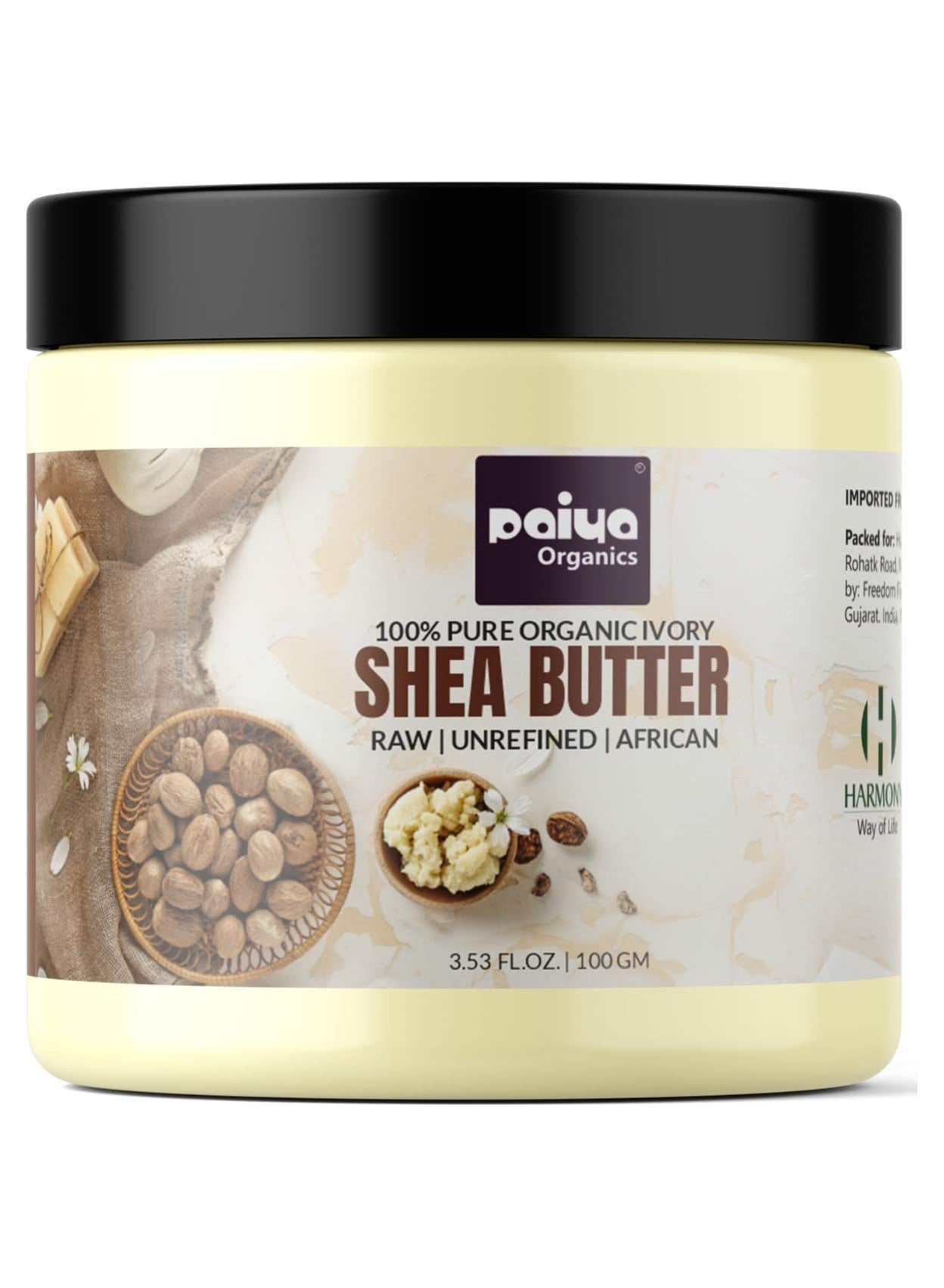 Paiya Organics Shea Butter Raw Unrefined For Skin Face Hair Stretch Marks, 100g
