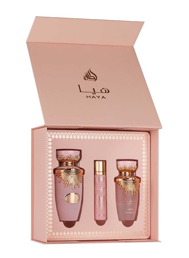 Haya Fragrance Gift Set EDP 100 ml + Travel Spray 12ml + Hair Mist 50 ml