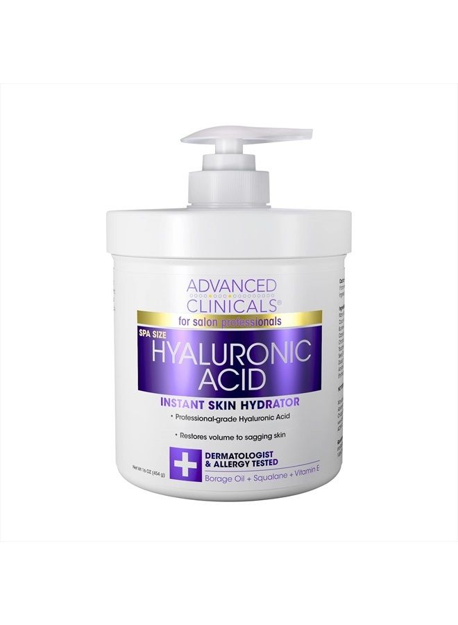 Hyaluronic Acid Cream Moisturizer Skin Care Lotion For Face, Body, & Hands. Instant Hydration Anti Aging Skin Firming Lotion For Crepey Skin, Wrinkles, & Dry Skin, Large 16 Ounce
