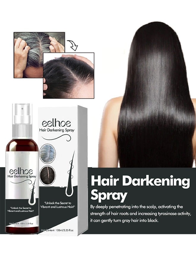 Hair Darkening Spray - Darkenal Anti Greying Hair Serum, 2% Greyverse, Melanin Synthesis, Naturally Pigmented,Hair black,Thinning And Shiny, No Synthetic Colours 100Ml