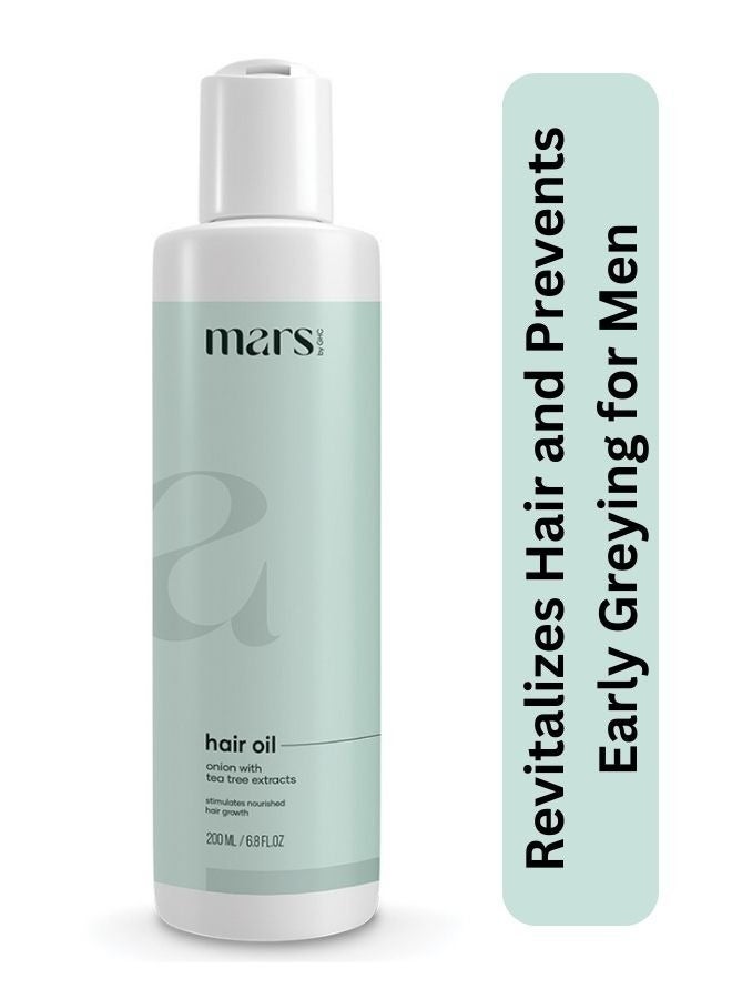 Hair Growth Oil for Men - 200ml - Made with Onion Seeds, Bhringraj, and Tea Tree Extracts - Nourishes and Prevents Hair Loss with Jojoba and Brahmi Oil