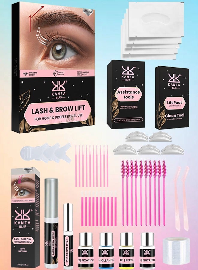 Brow Lamination Kit & Lash Lift Kit with Lash & Brow Growth Serum at Home DIY Perm for Your Brows Instant Professional Lift for Fuller Eyebrows Professional Grade & Easy for Beginners Long Lasting Instant Fuller Eyebrow Kit