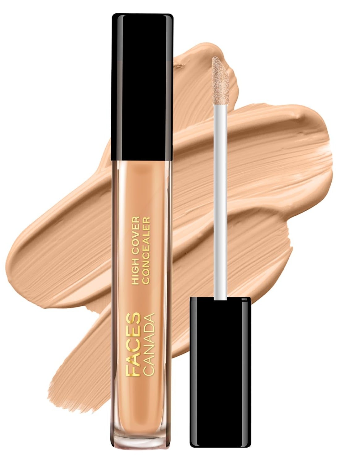 FACES CANADA High Cover Concealer Toffee Love  4ml High Coverage Liquid Concealer  Blends Easily  Natural Finish  Covers Spots  Blemishes and Dark Circles  With Shea Butter and Vitamin E