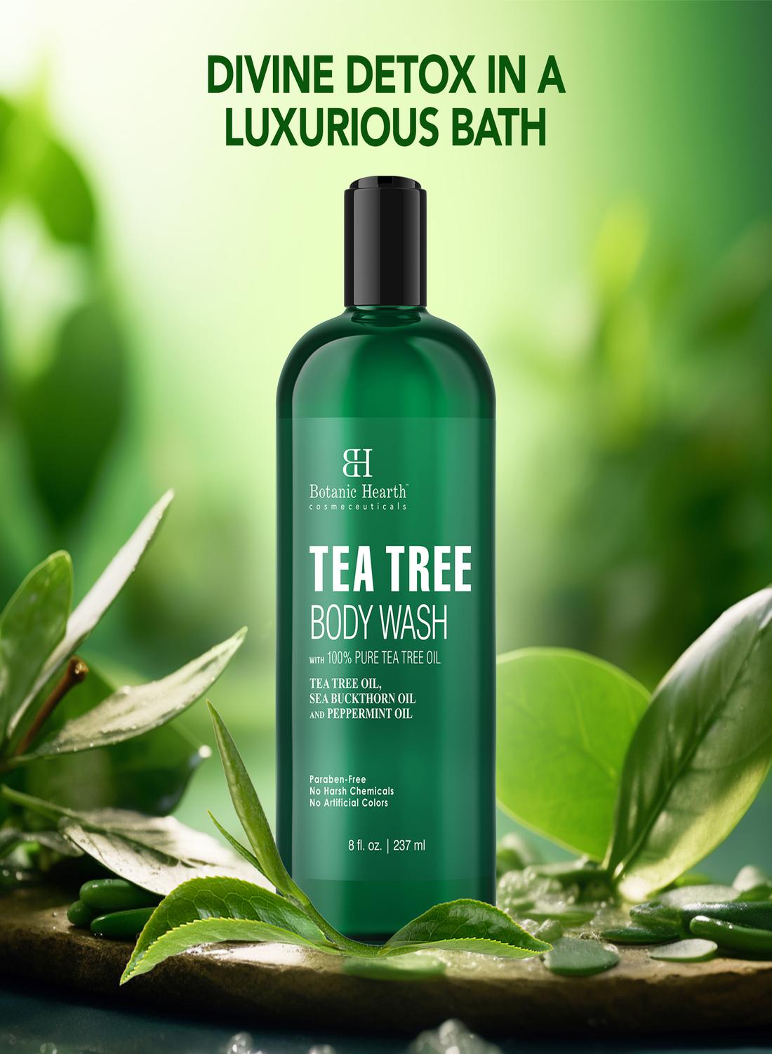 Tea Tree Body Wash with Sea Buckthorn Oil, Peppermint Oil | Detoxifies & Rejuvenates | Long Lasting Fragrance | Sulphate & Paraben Free | Shower Gel for Men and Women | 245ml - image 2