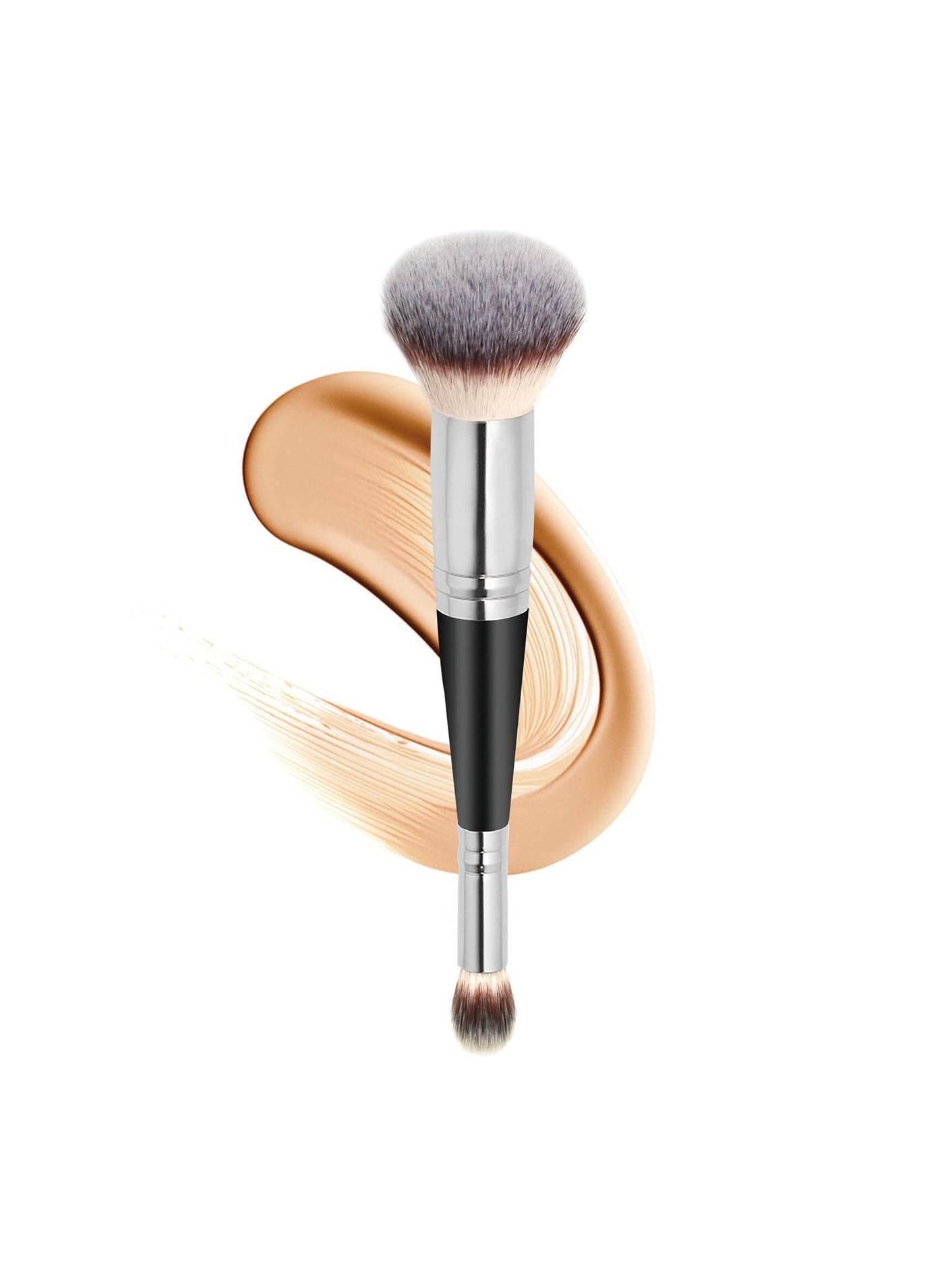 2Pcs Makeup Brushes Dual-ended Foundation Brush Concealer Perfect Any Look Premium Luxe Hair Rounded Taperd Flawless Ideal for Liquid Cream Powder Blending Buffing